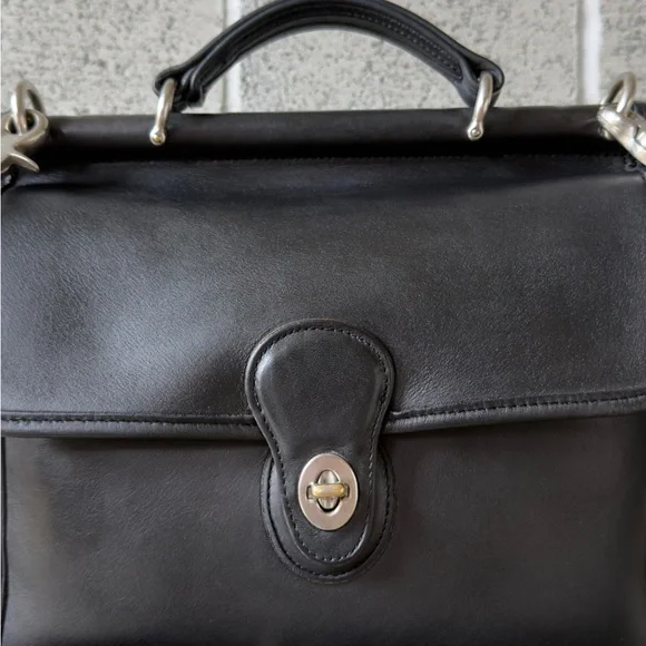 Coach Willis Black Leather Top-Handle Satchel with Detachable Strap - Picture 3 of 16